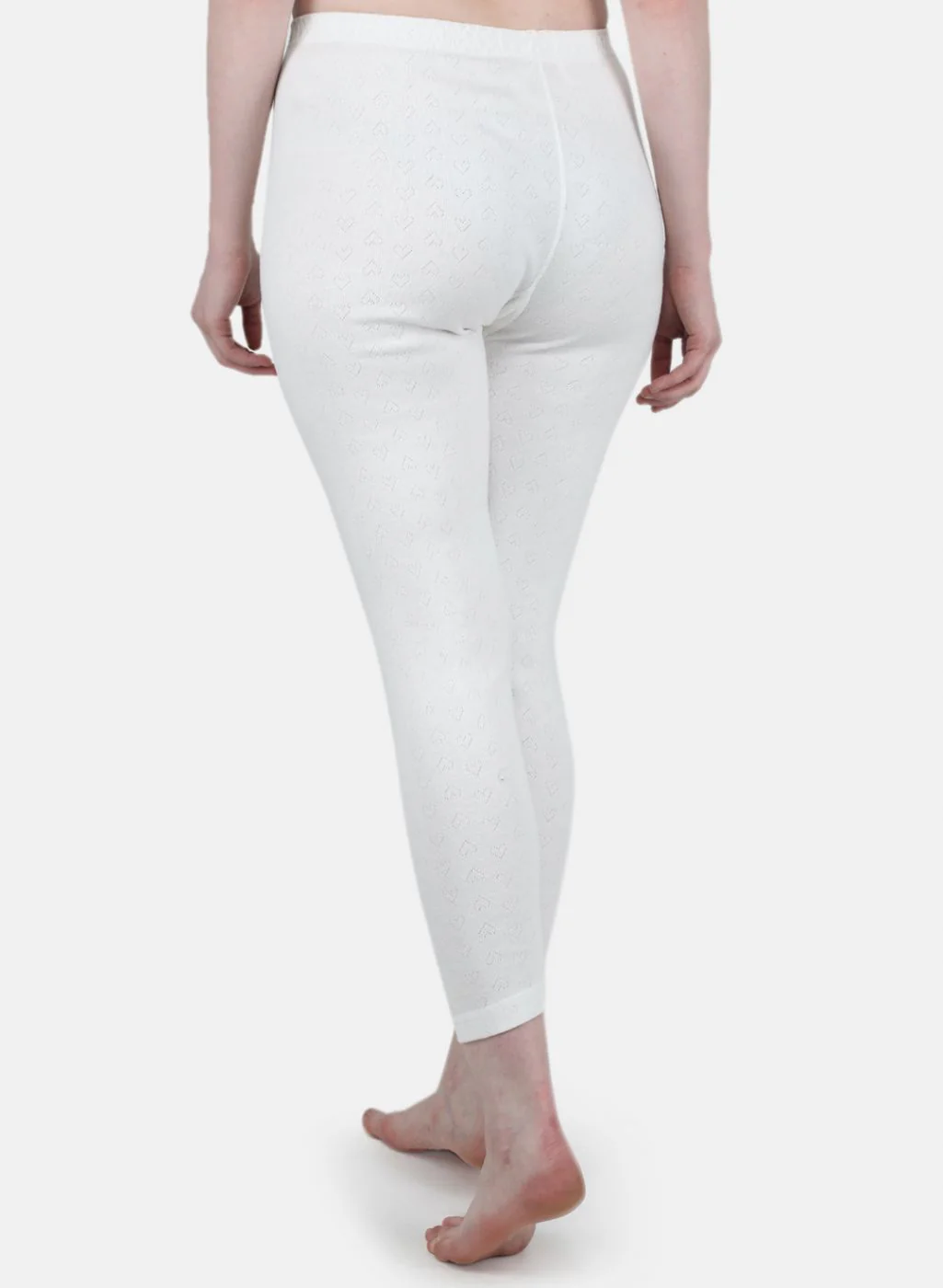 Women Off White Solid Thermal Lower - Image 3