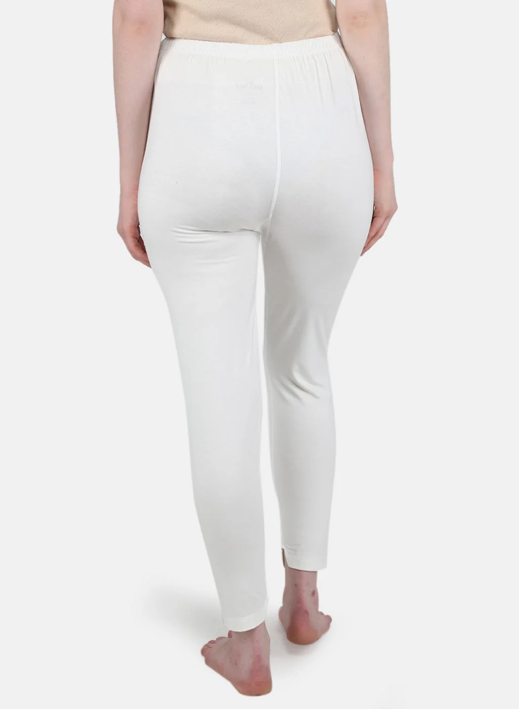 Women Off White Solid Thermal Lower - Image 3