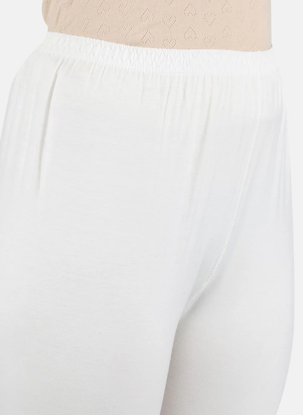 Women Off White Solid Thermal Lower - Image 5