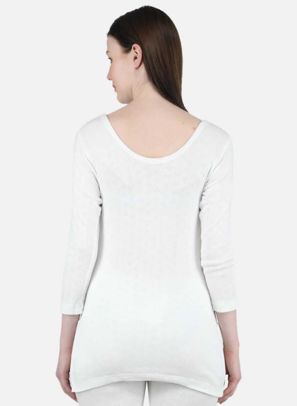 Women Off White Solid Thermal Vest - Image 3