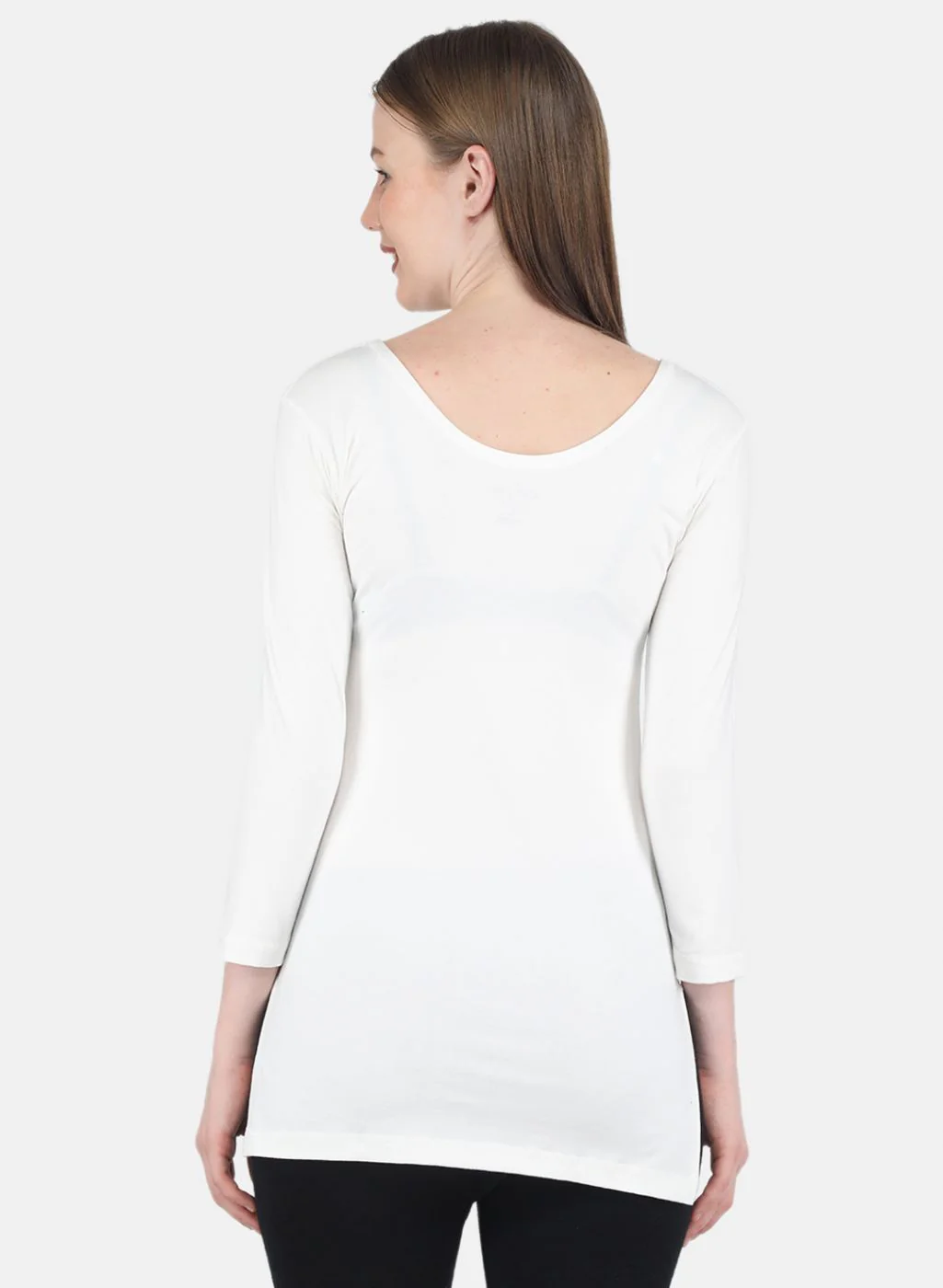 Women Off White Solid Thermal Vest - Image 3