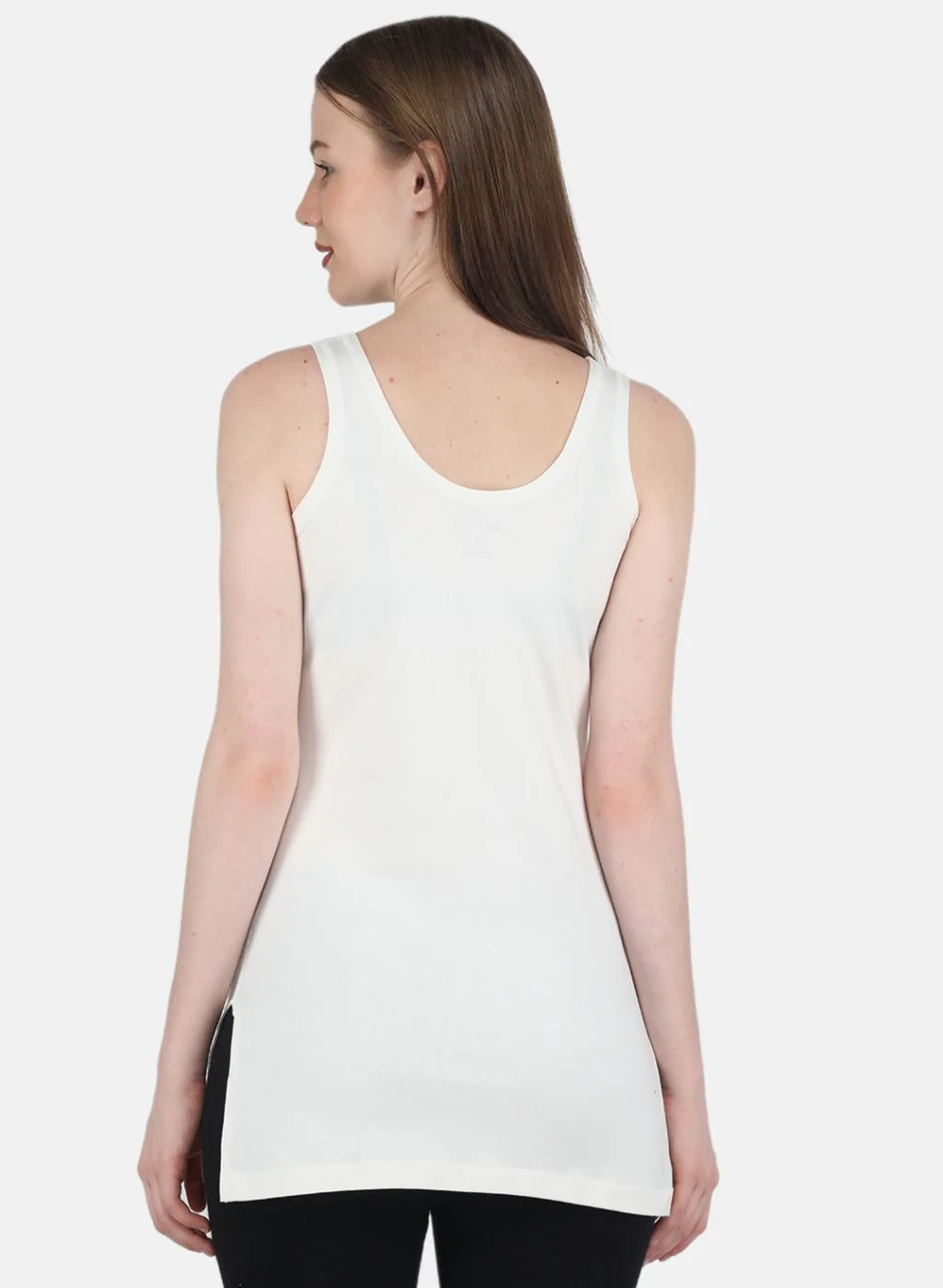 Women Off White Solid Thermal Vest - Image 3
