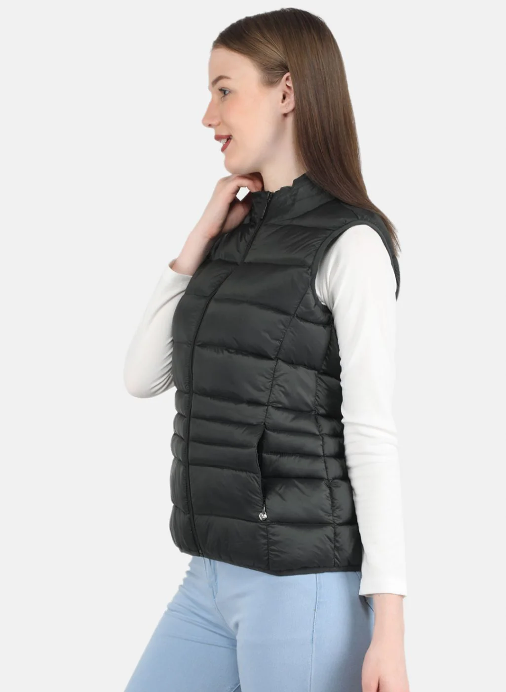 Women Olive Puffer Jacket - Image 2