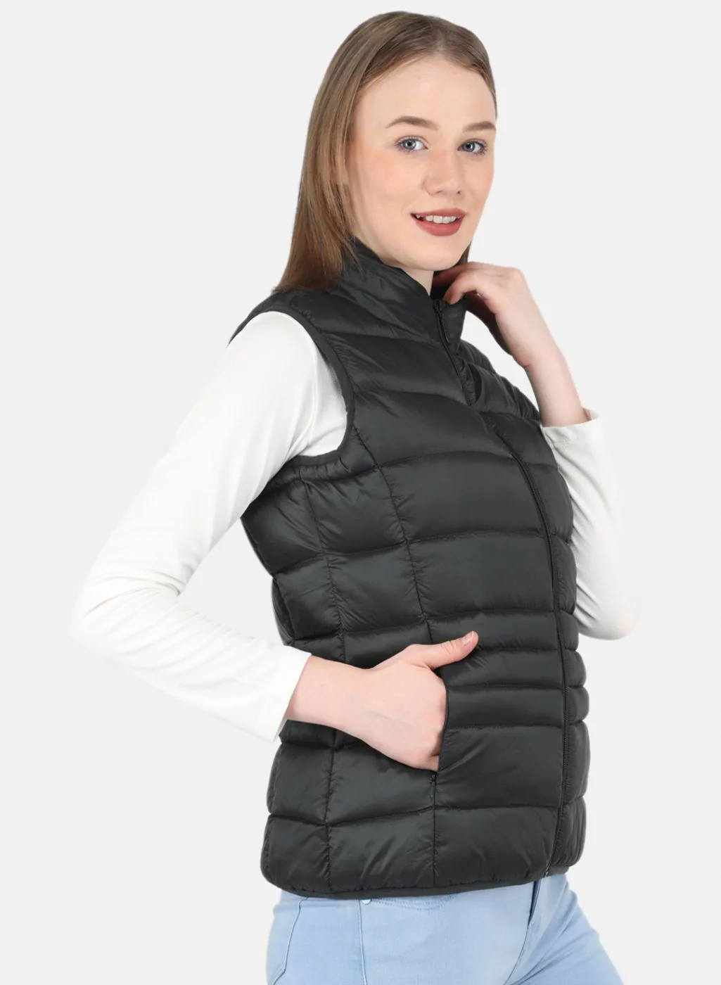 Women Olive Puffer Jacket - Image 6