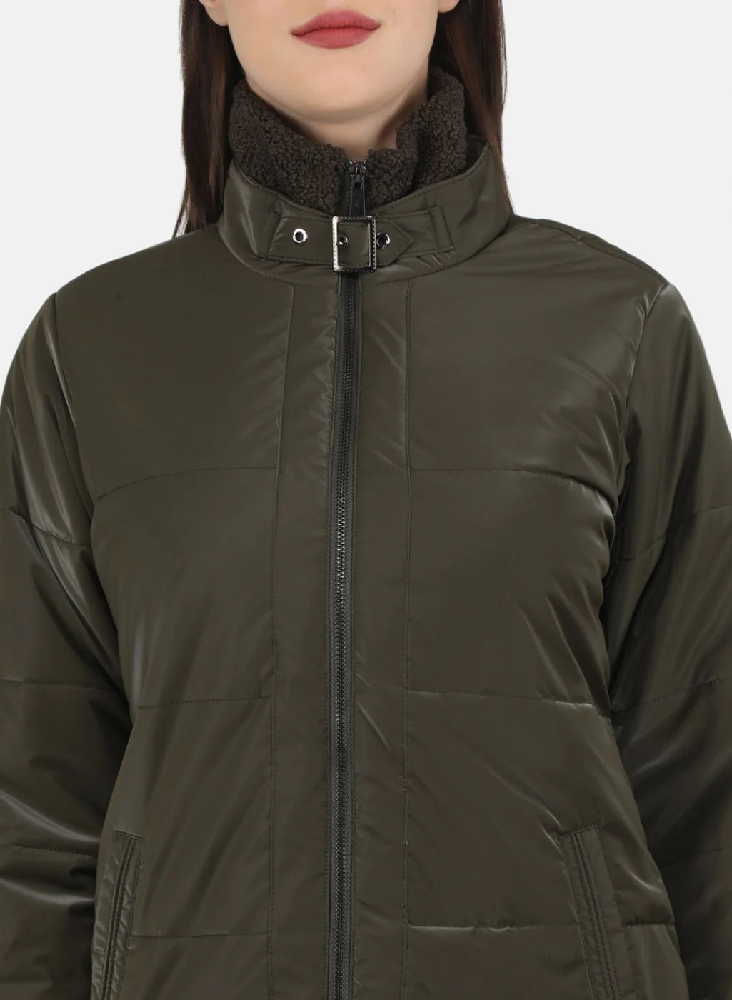 Women Olive Printed Jacket - Image 5
