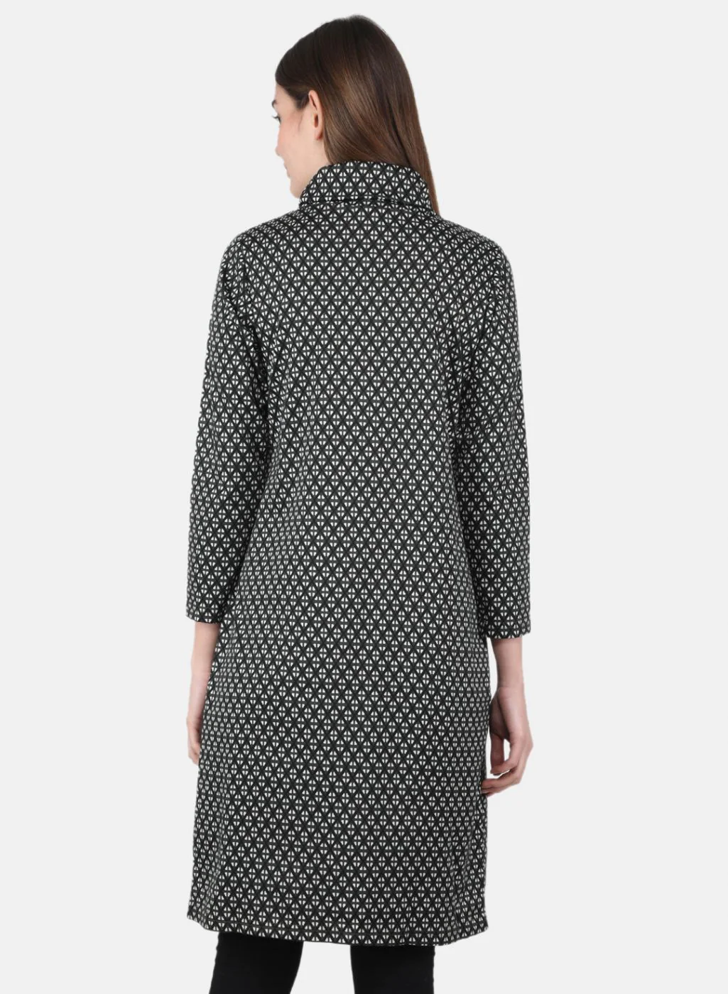 Women Olive Self Design Dress - Image 3