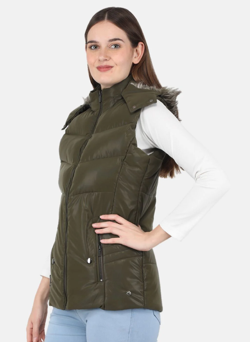 Women Olive Parka Jacket - Image 2