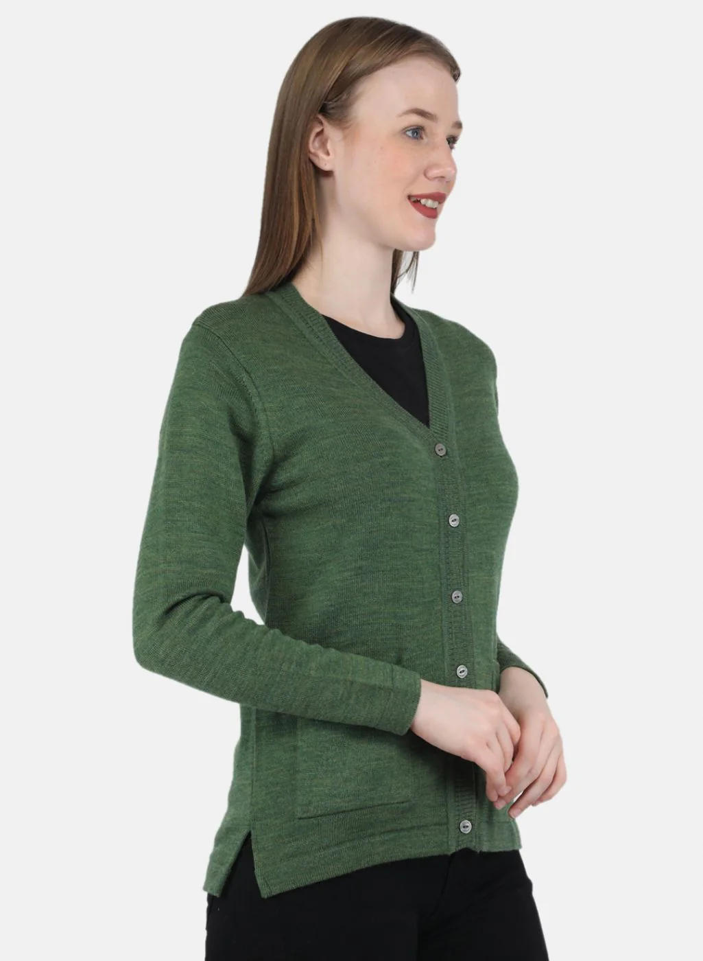 Women Olive Solid Cardigan - Image 6