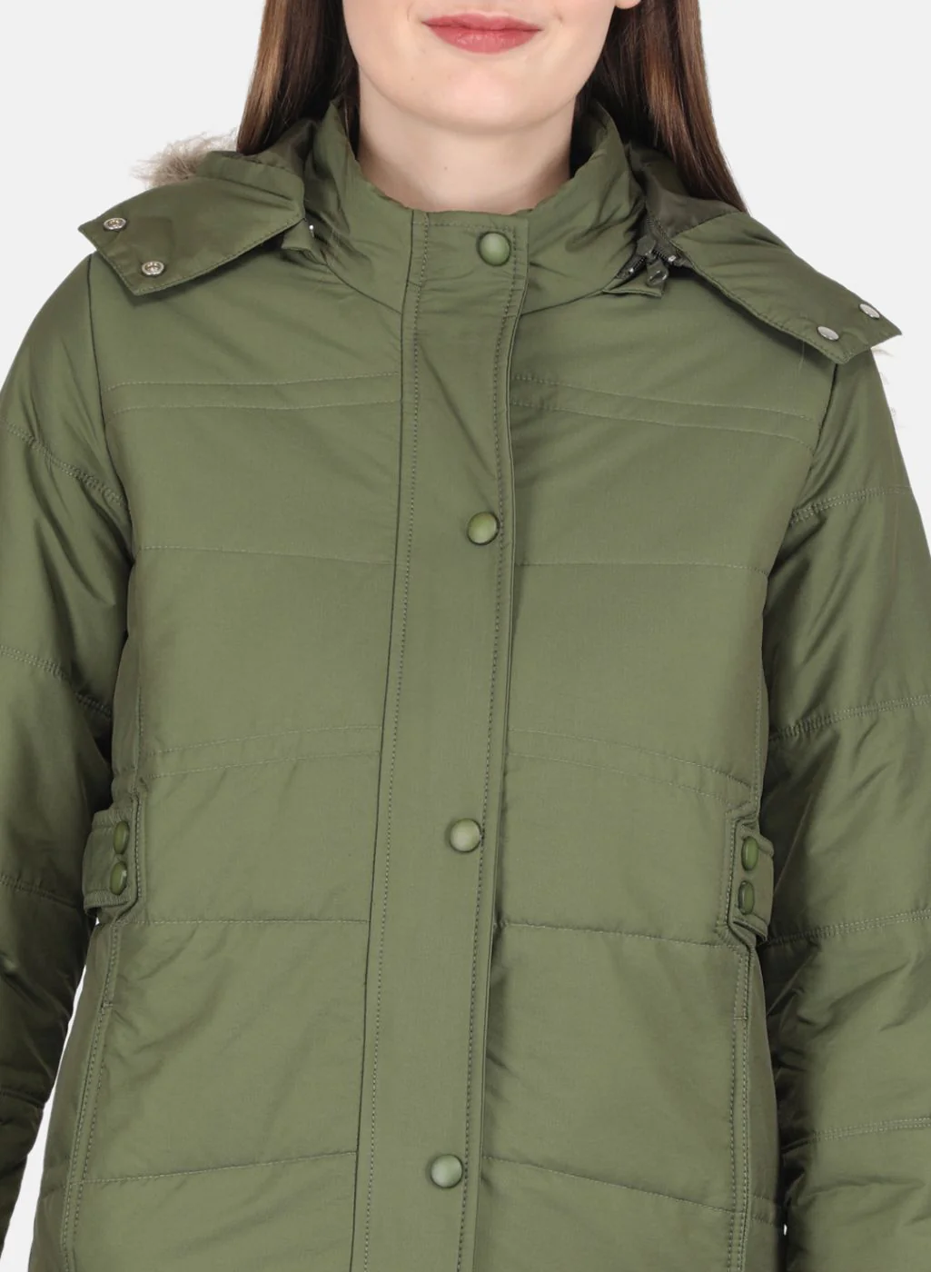 Women Olive Solid Jacket - Image 5