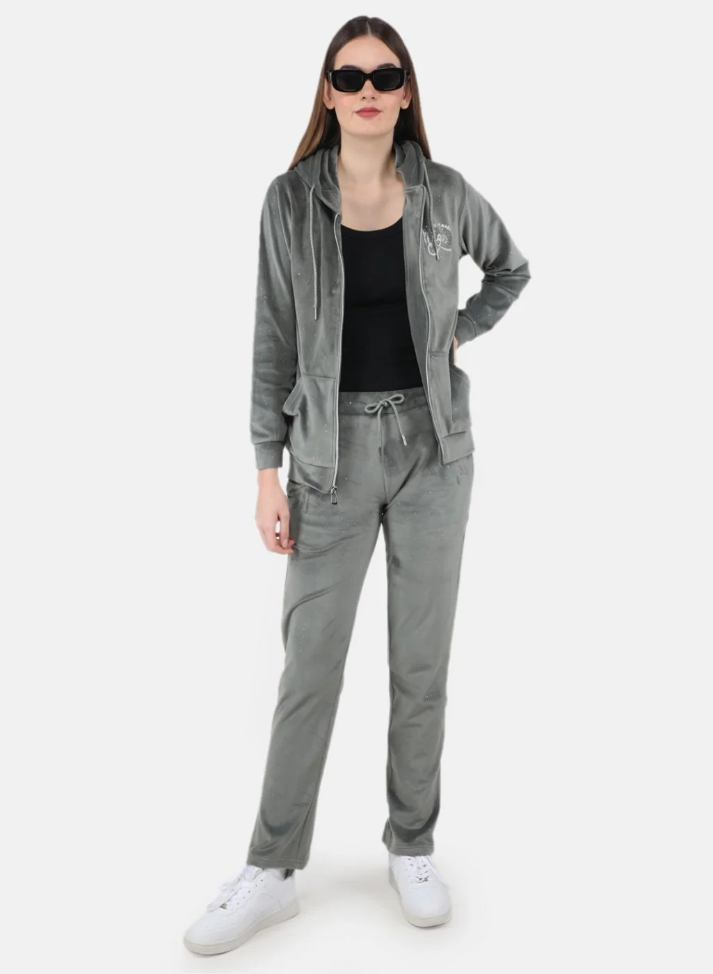 Women Olive Solid Tracksuit - Image 4