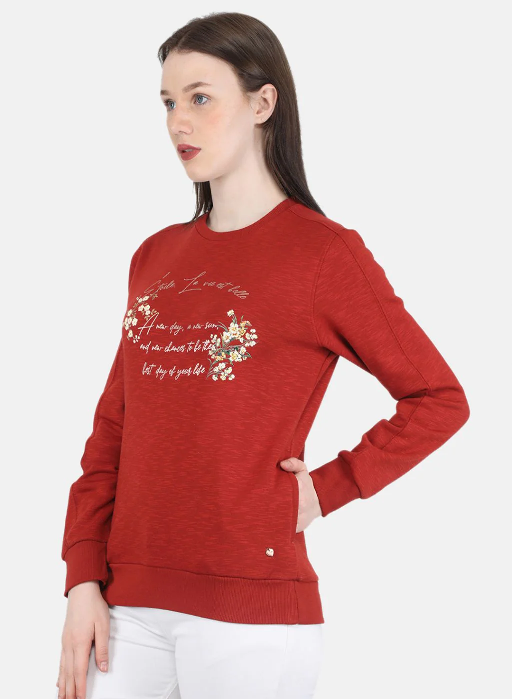 Women Orange Printed Sweatshirt - Image 2