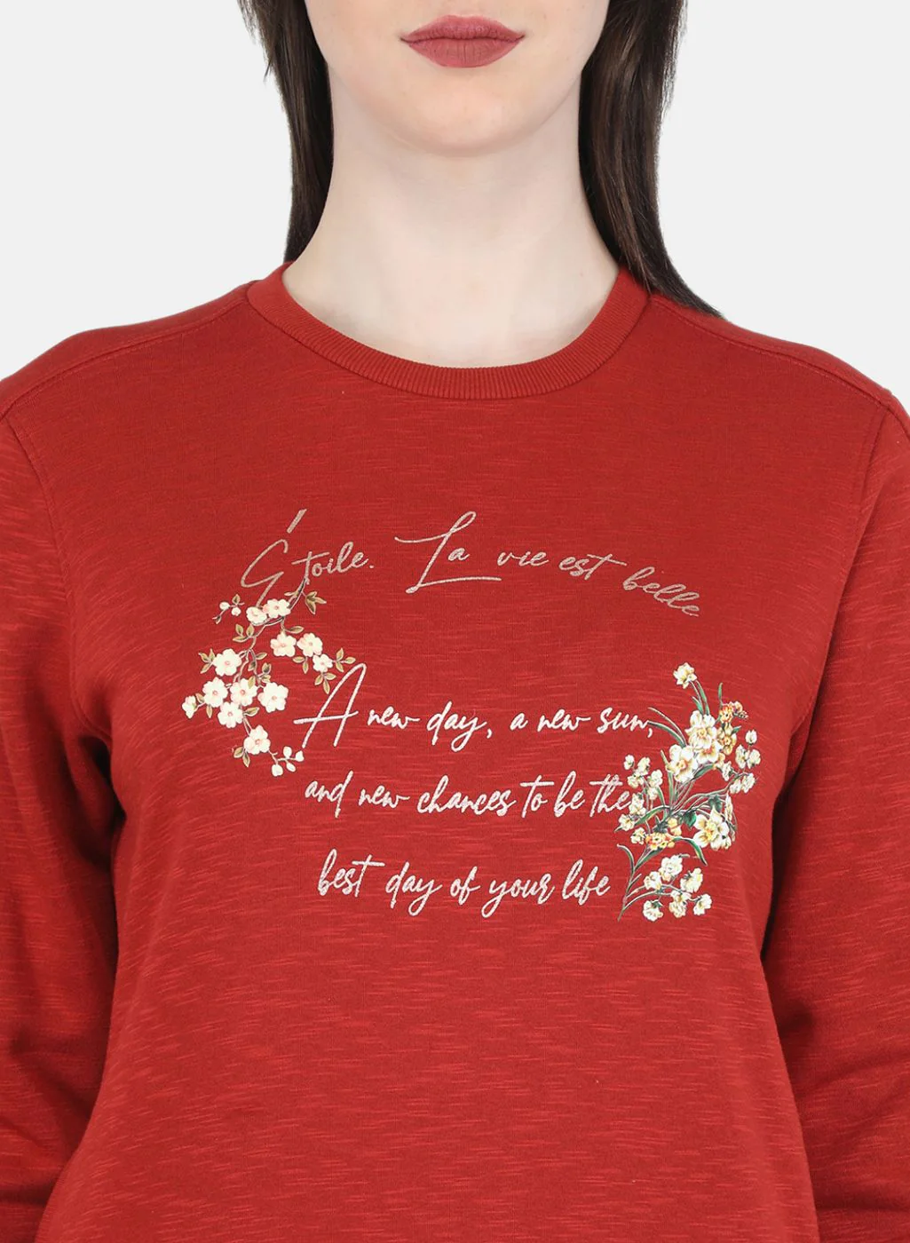 Women Orange Printed Sweatshirt - Image 5