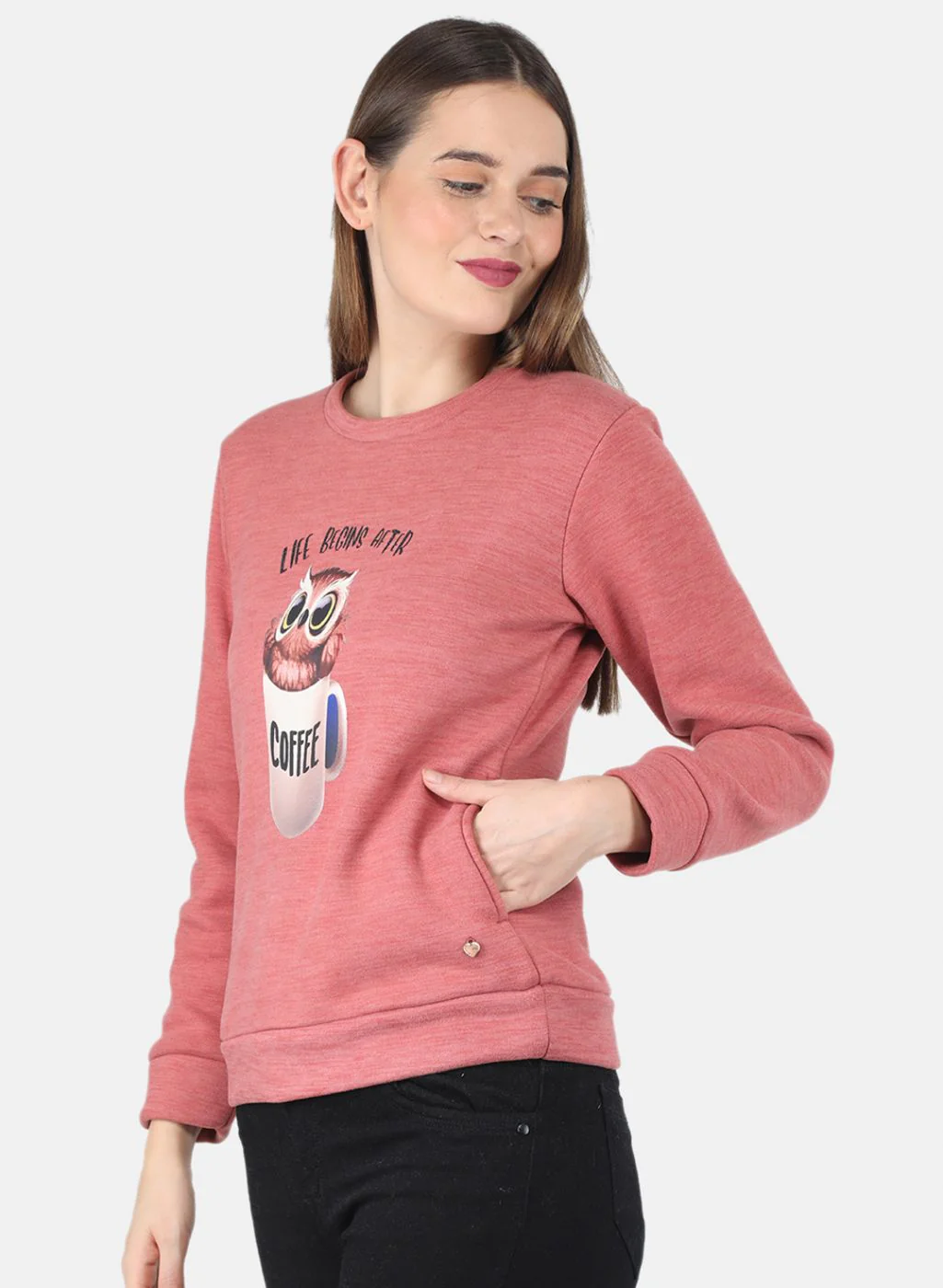 Women Orange Printed Sweatshirt - Image 2
