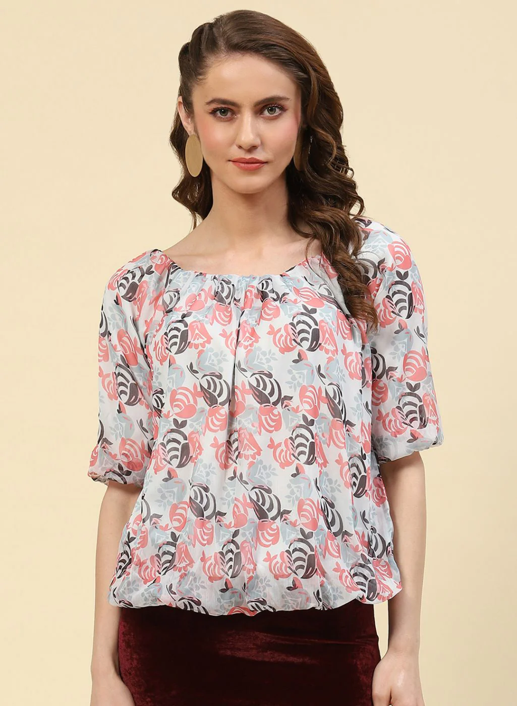 Women Orange Printed Top