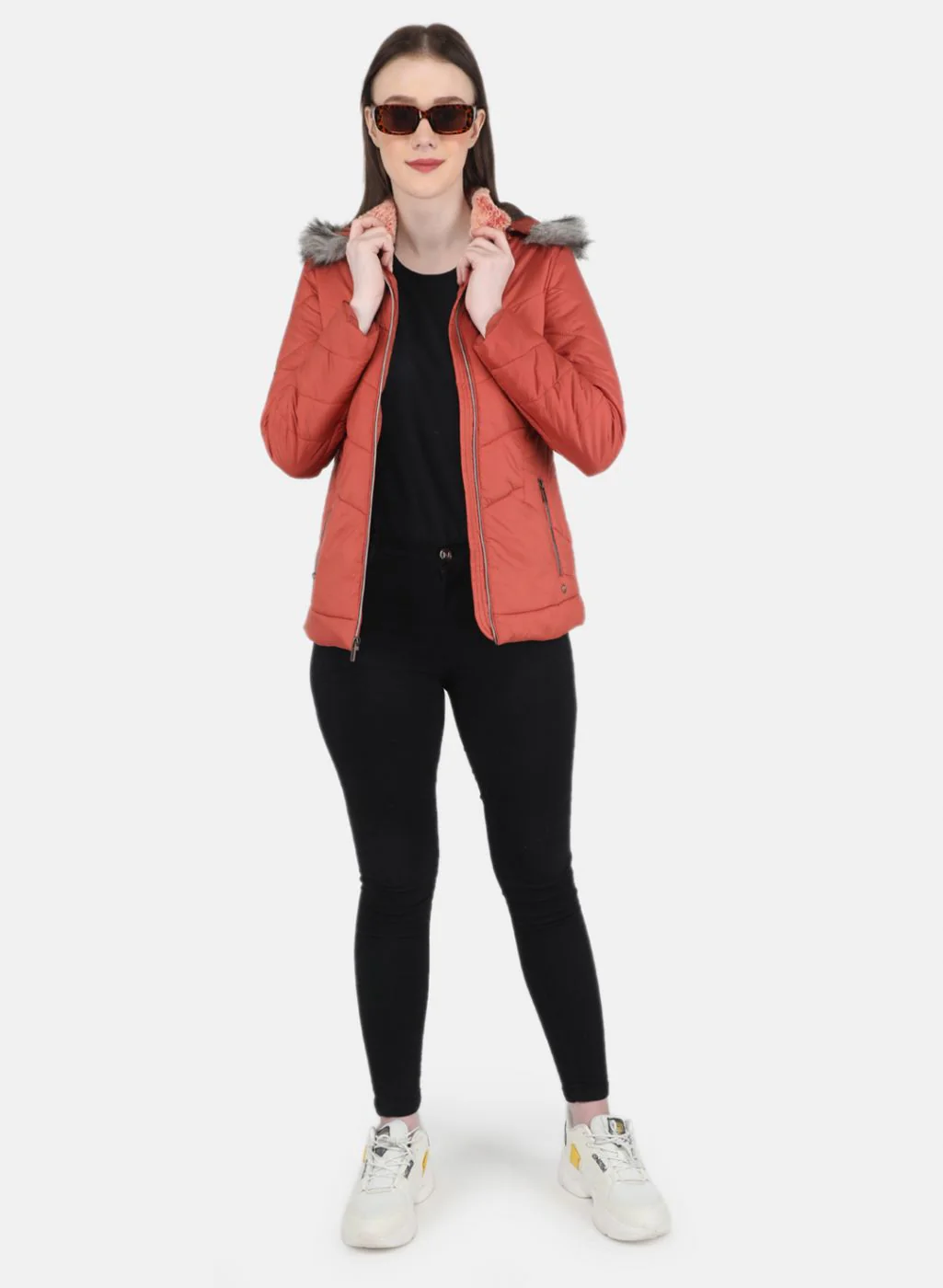 Women Orange Solid Jacket - Image 4