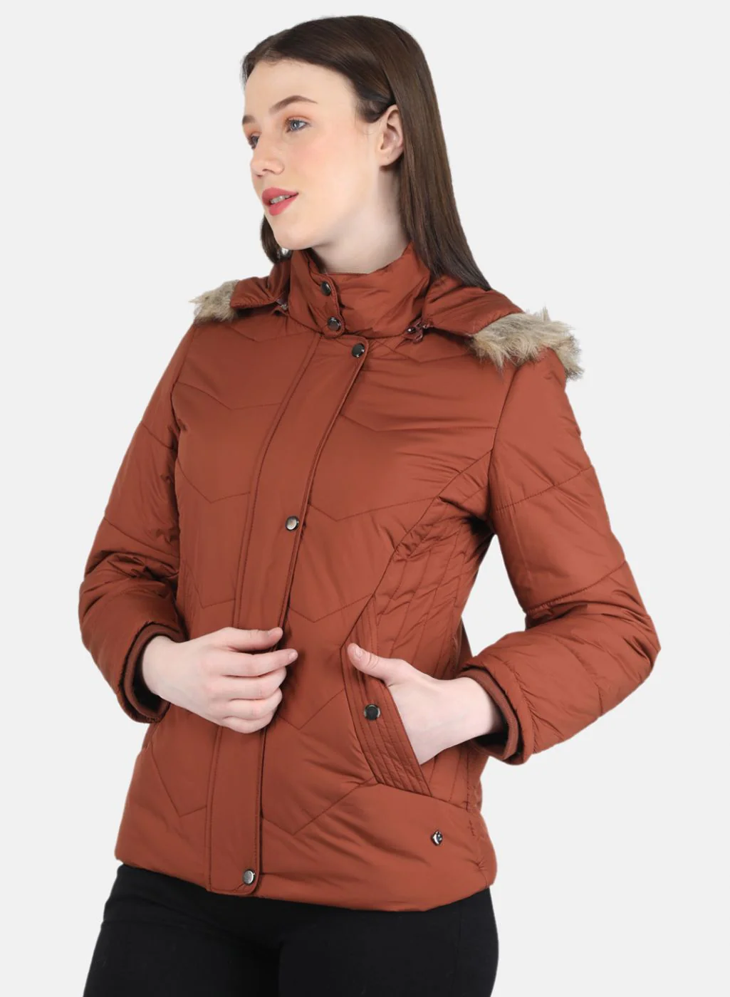 Women Orange Solid Jacket - Image 2