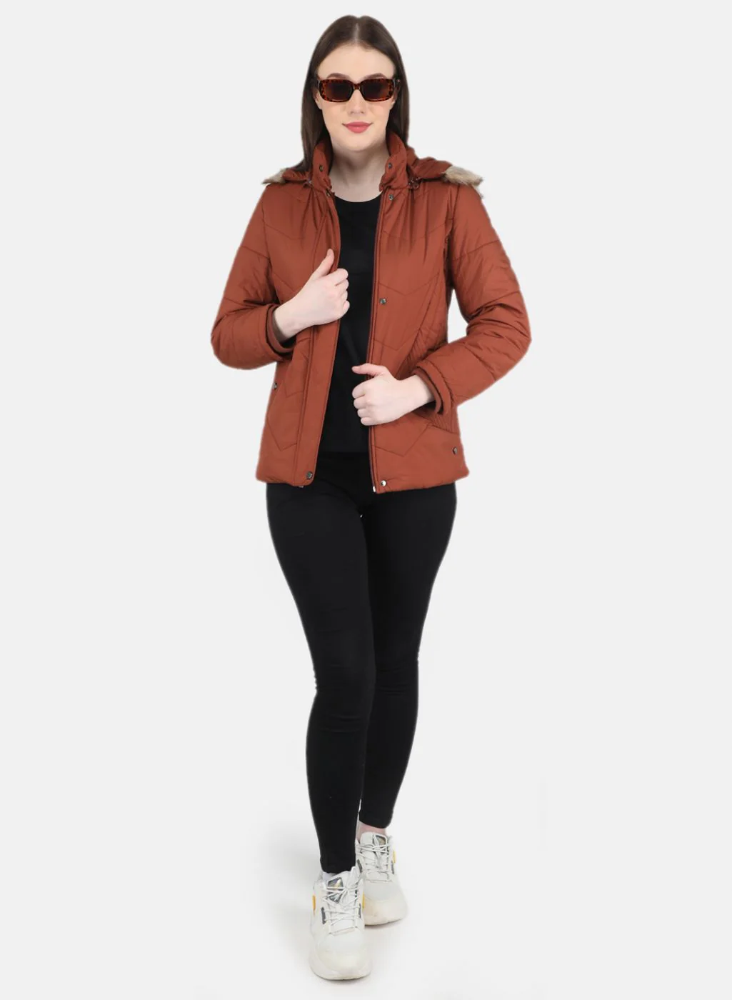 Women Orange Solid Jacket - Image 4