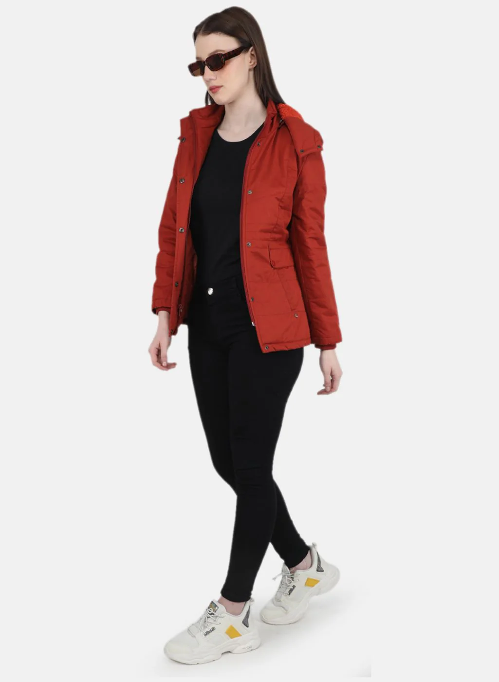 Women Orange Solid Jacket - Image 4
