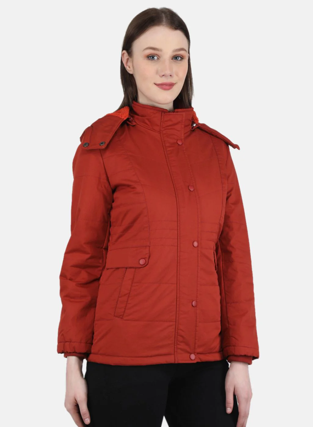 Women Orange Solid Jacket - Image 6