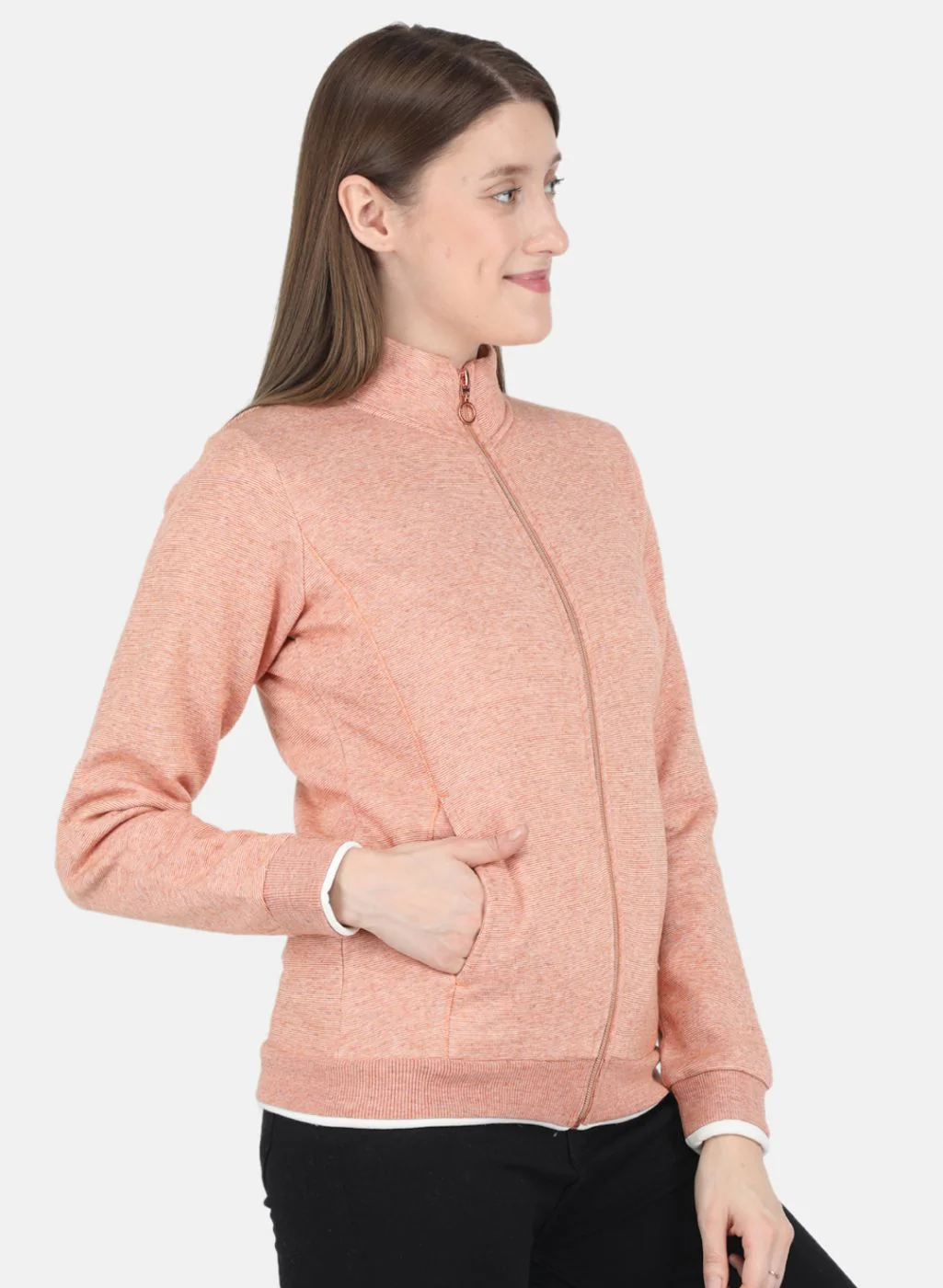 Women Orange Stripe Sweatshirt - Image 6
