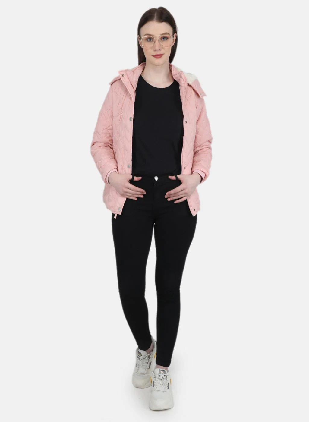 Women Peach Embroidered Jacket - Image 4