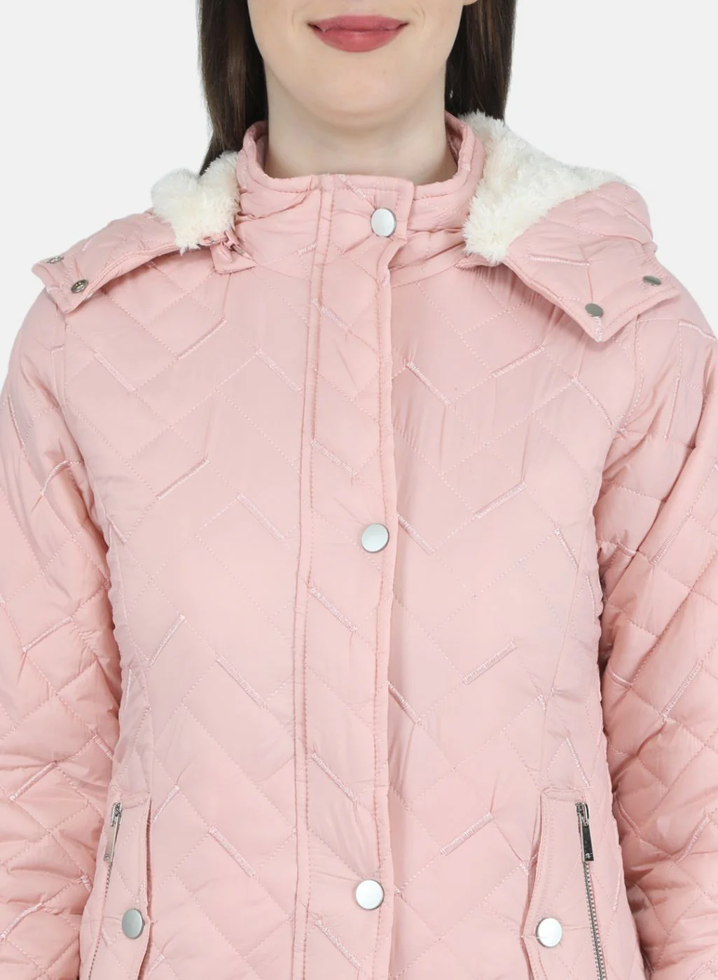 Women Peach Embroidered Jacket - Image 5