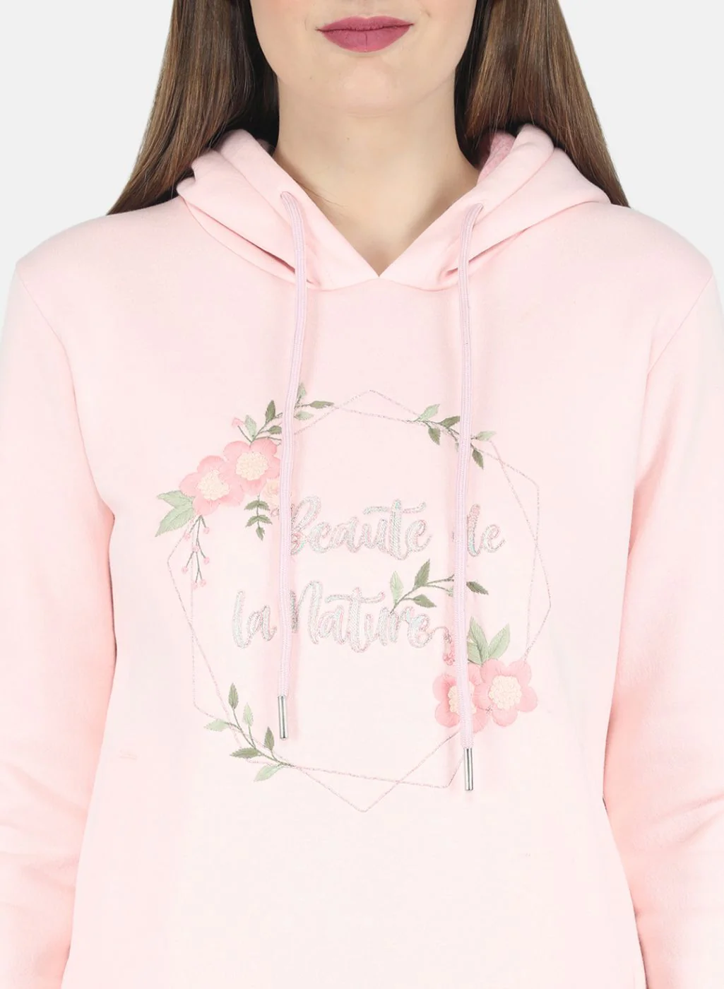 Women Peach Embroidered Sweatshirt - Image 5