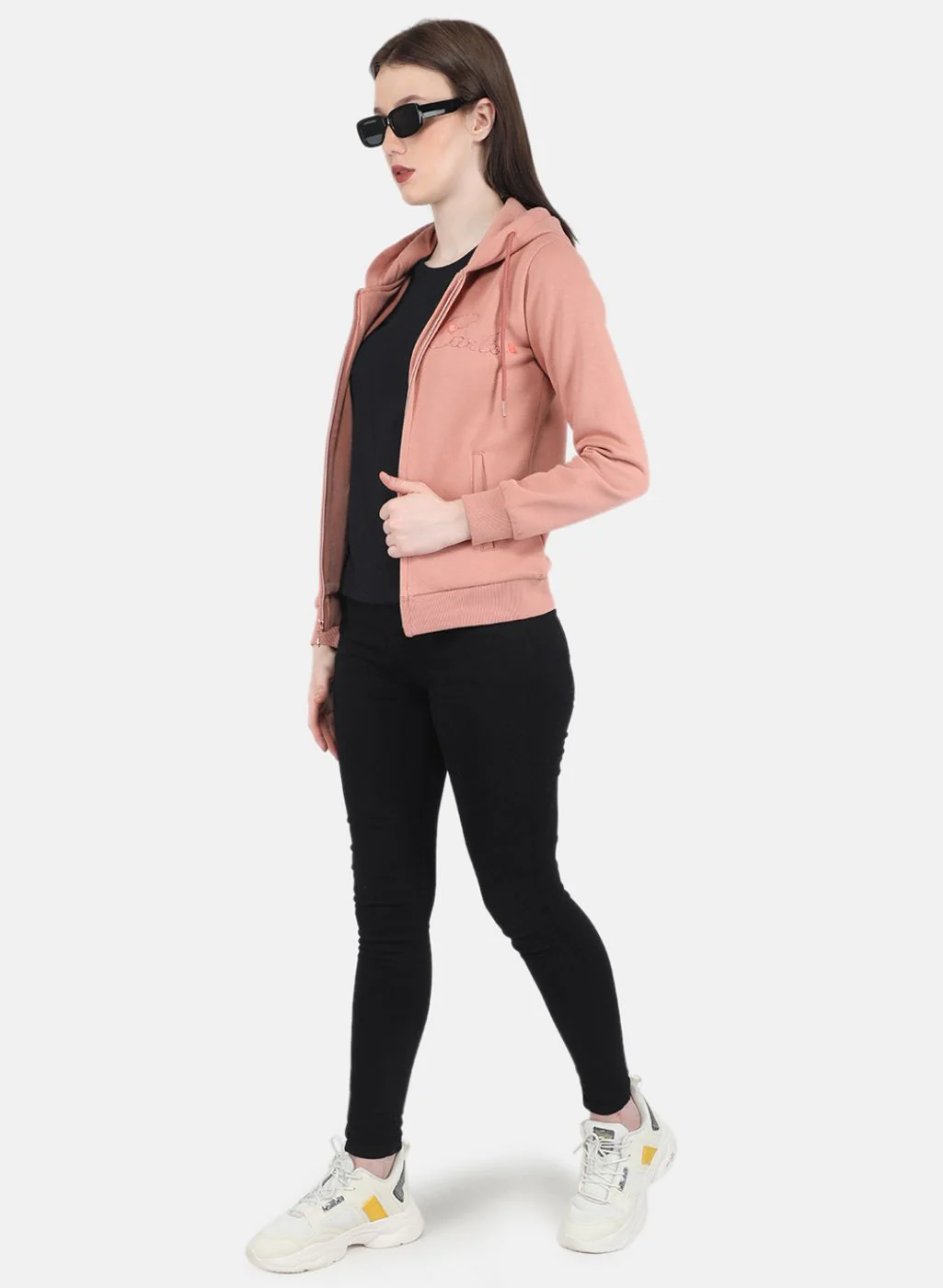 Women Peach Embroidered Sweatshirt - Image 4