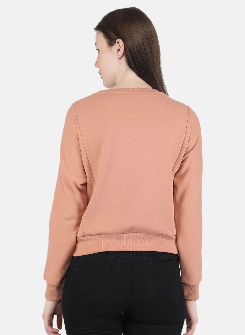 Women Peach Printed Sweatshirt - Image 3