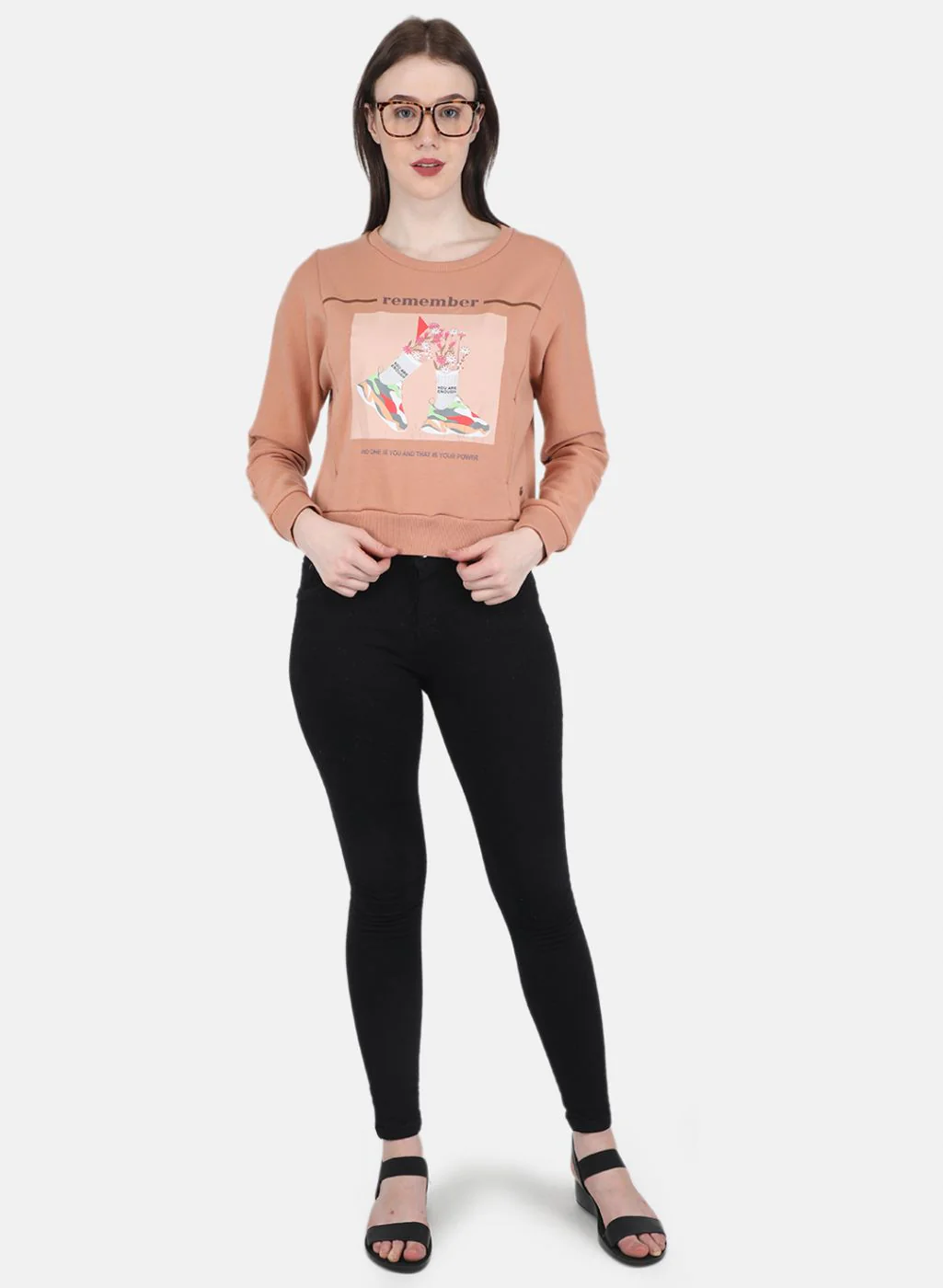 Women Peach Printed Sweatshirt - Image 4