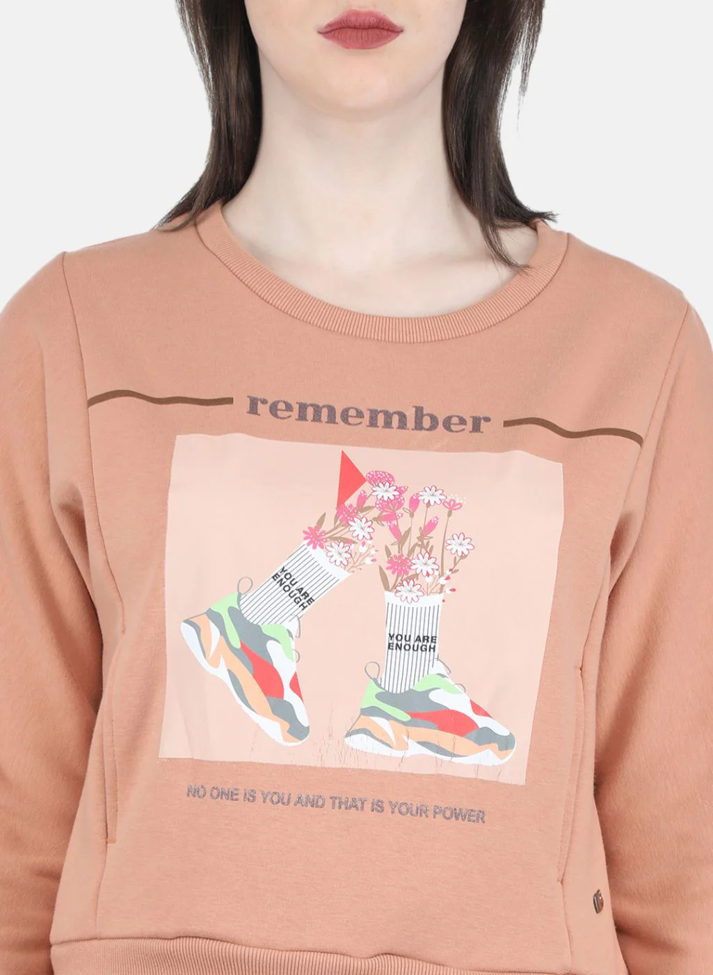 Women Peach Printed Sweatshirt - Image 5
