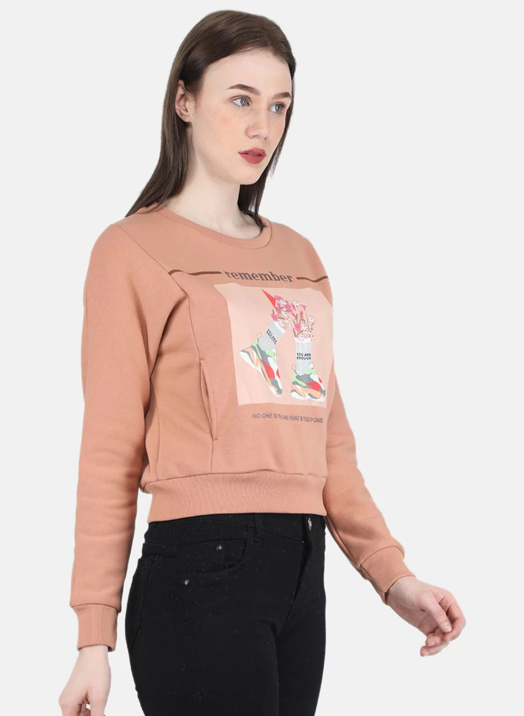 Women Peach Printed Sweatshirt - Image 6