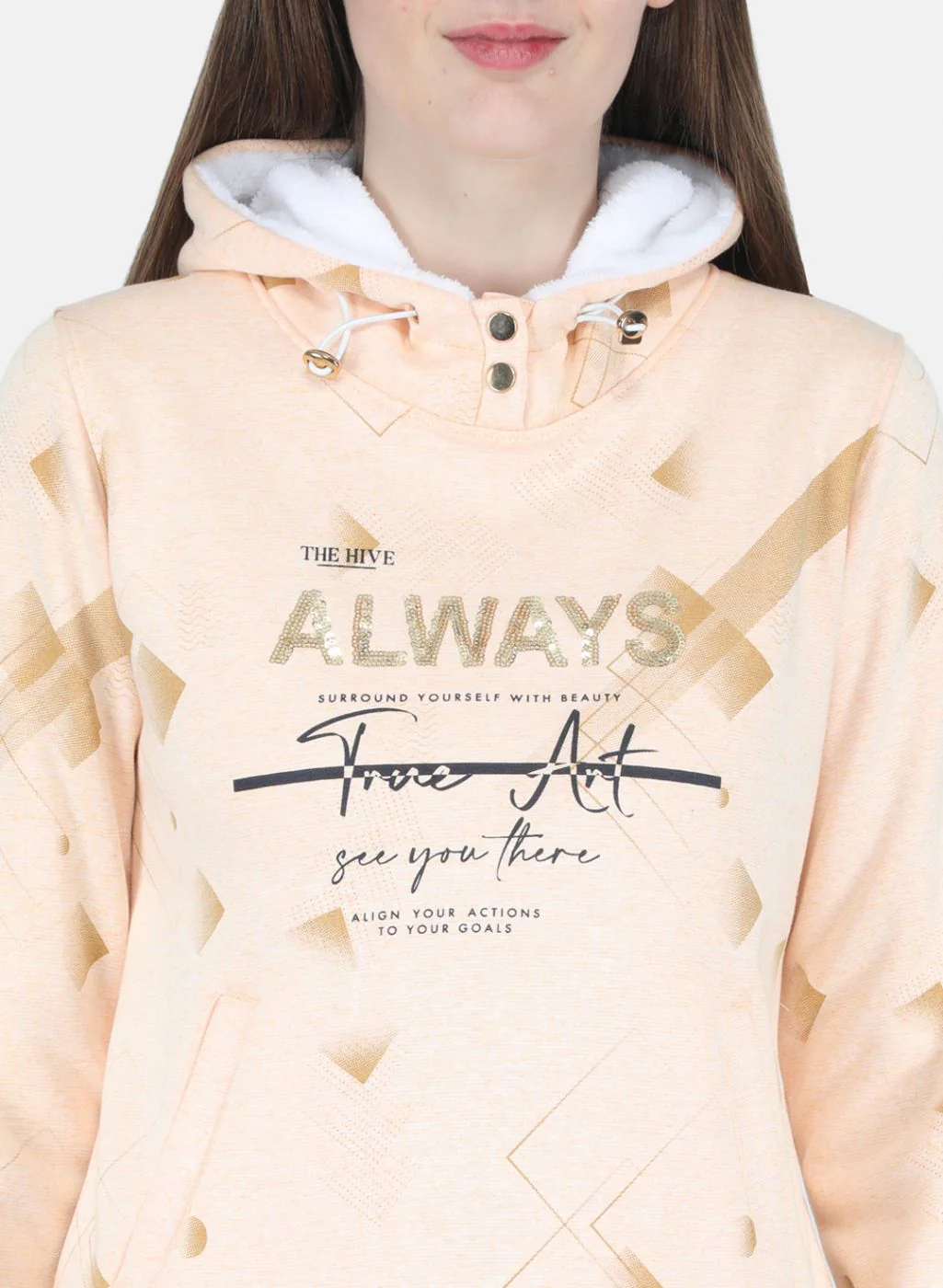 Women Peach Printed Sweatshirt - Image 5