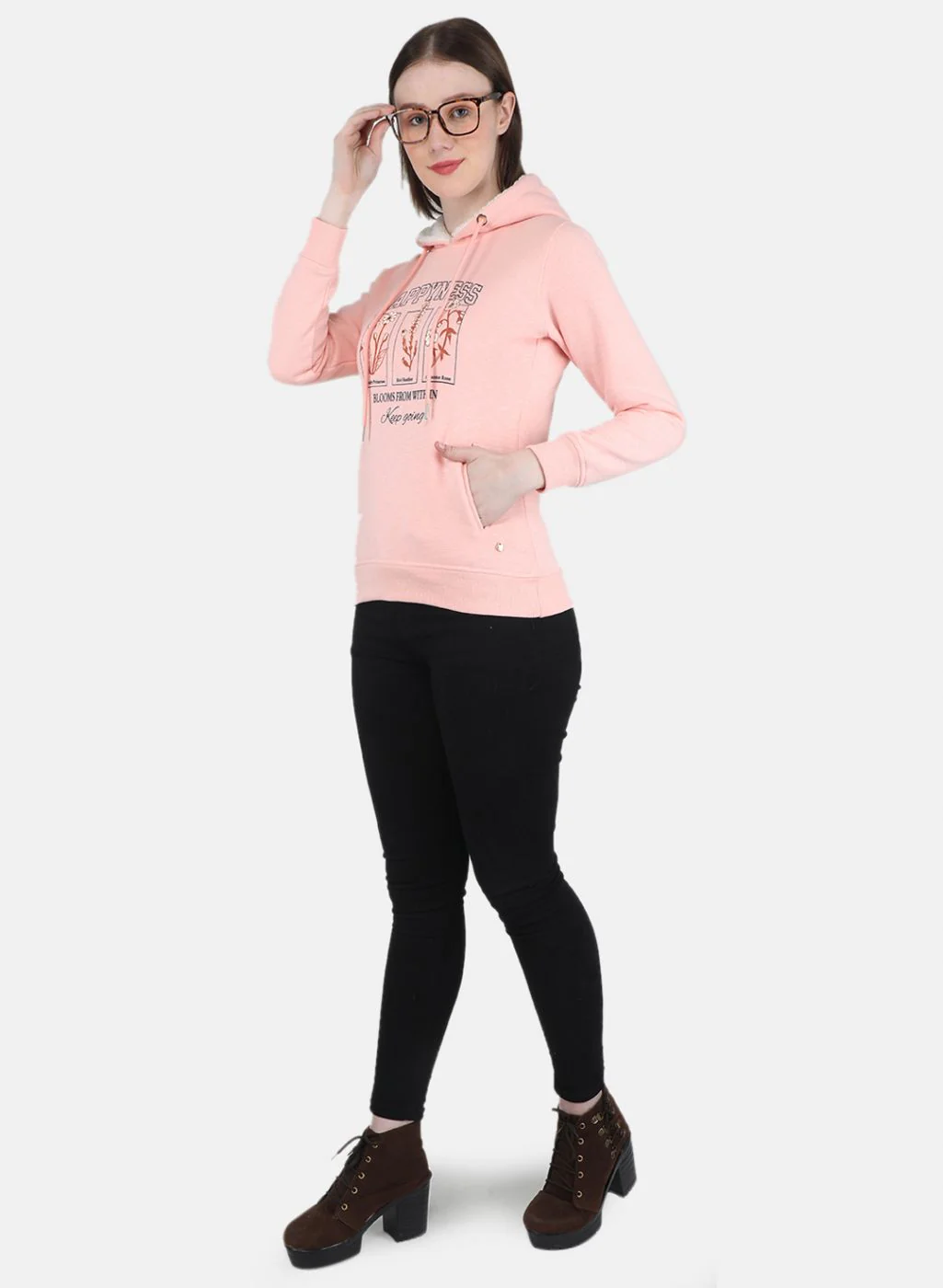 Women Peach Printed Sweatshirt - Image 4