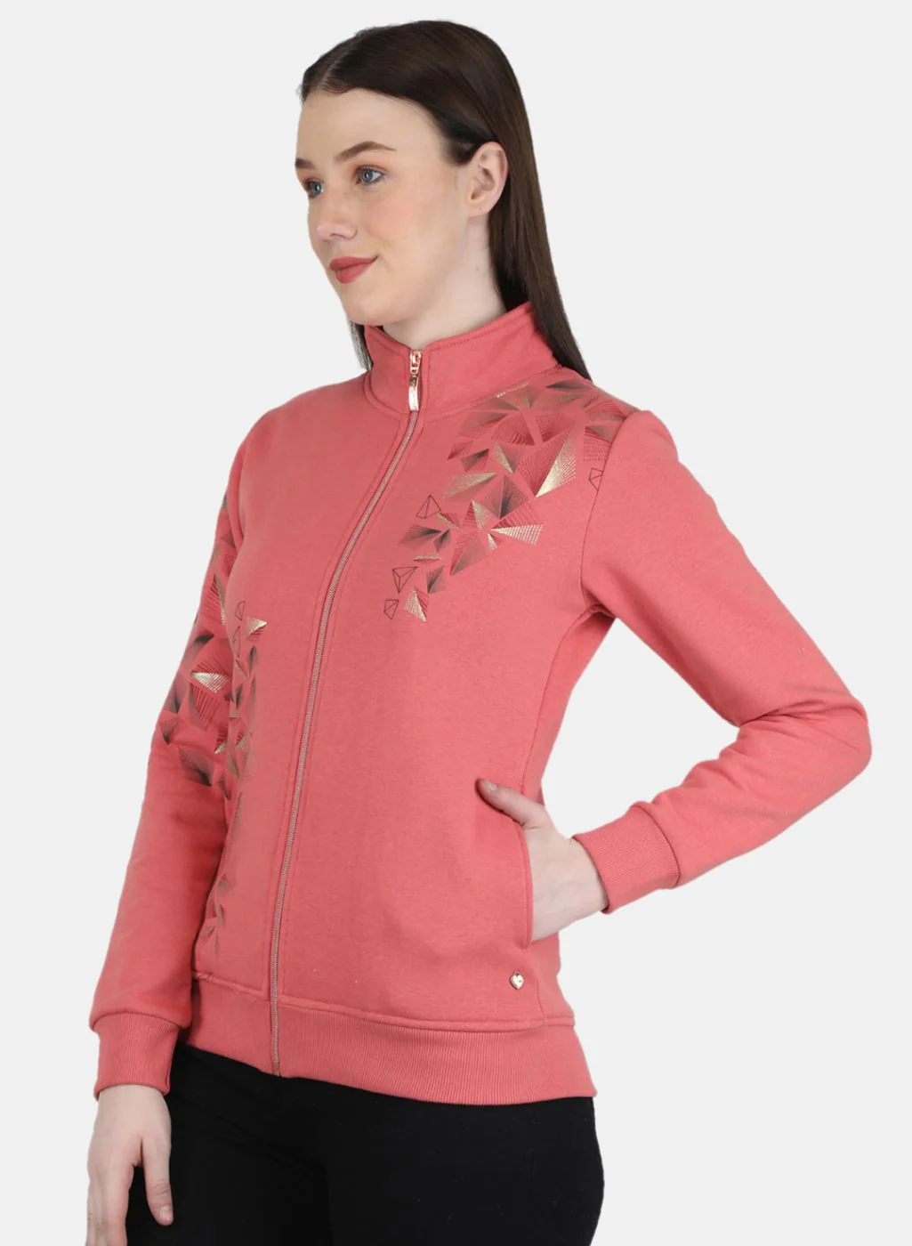 Women Peach Printed Sweatshirt - Image 2