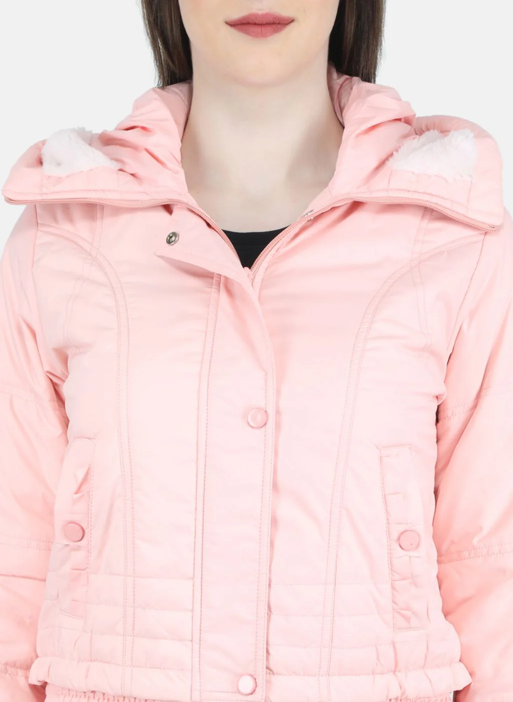 Women Peach Solid Jacket - Image 5