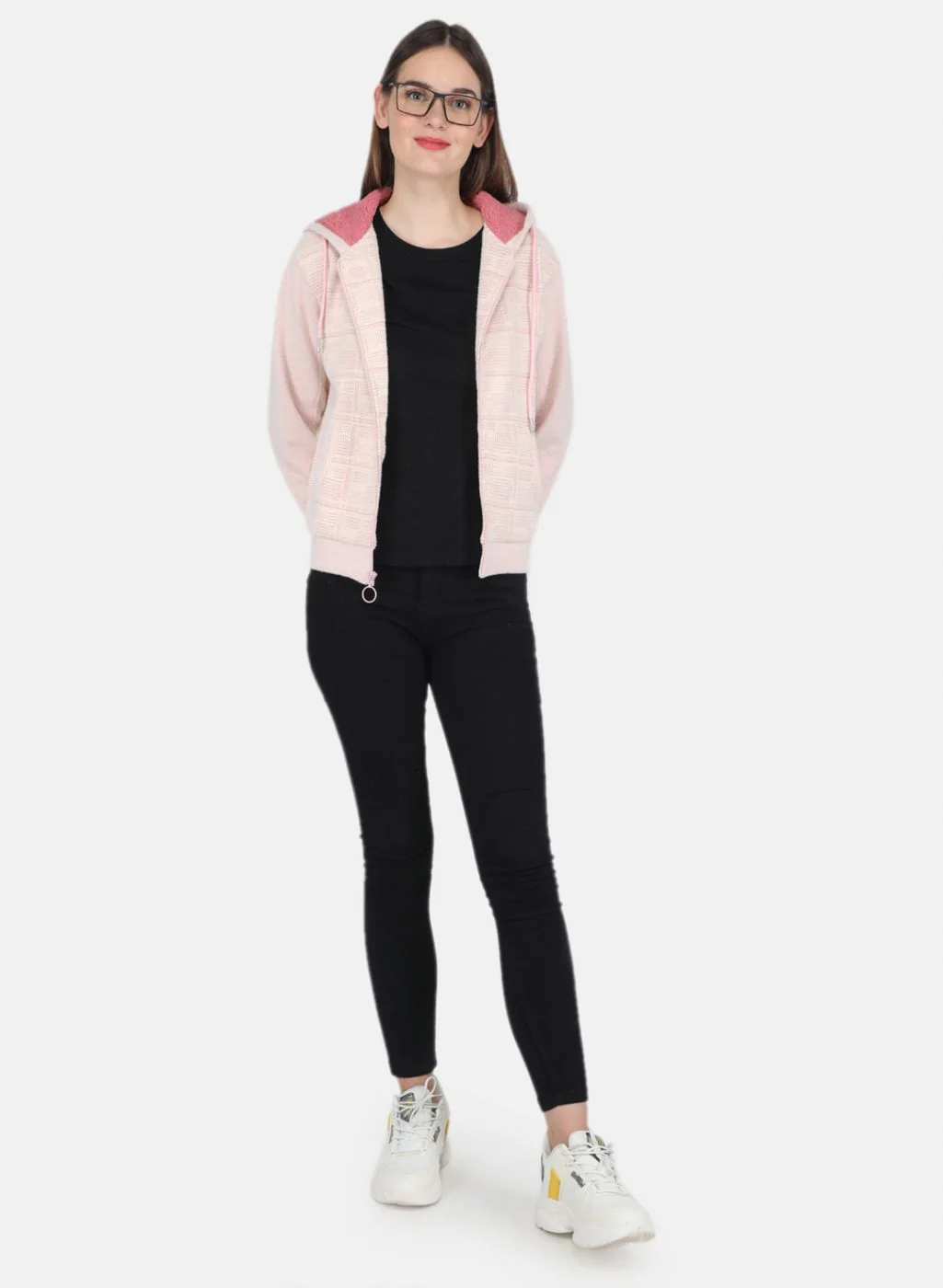 Women Pink Check Sweatshirt - Image 4