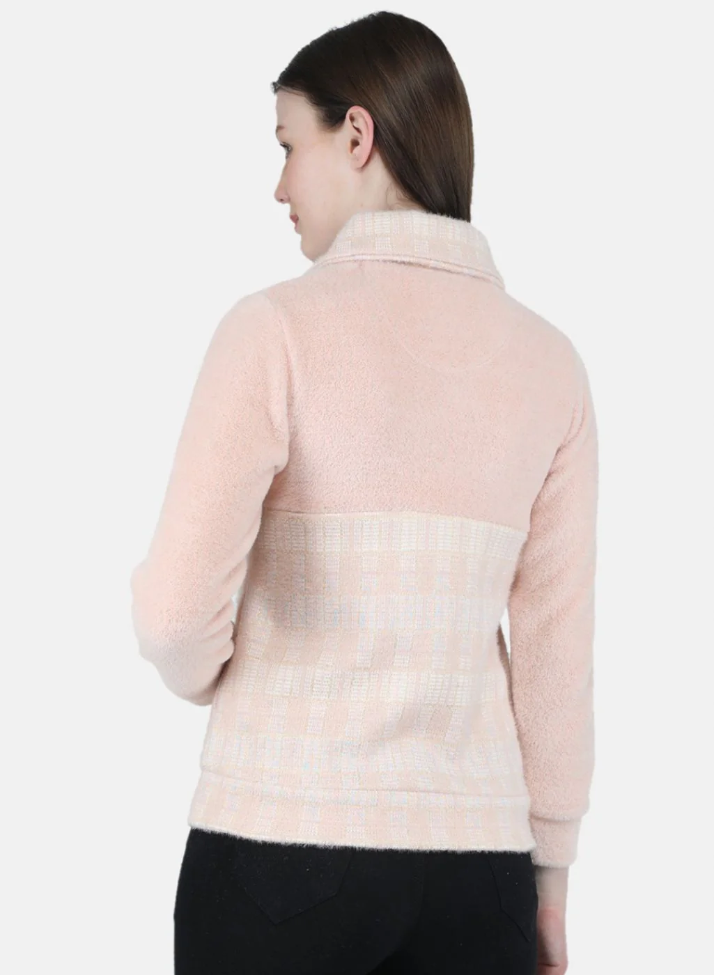 Women Pink Check Sweatshirt - Image 3