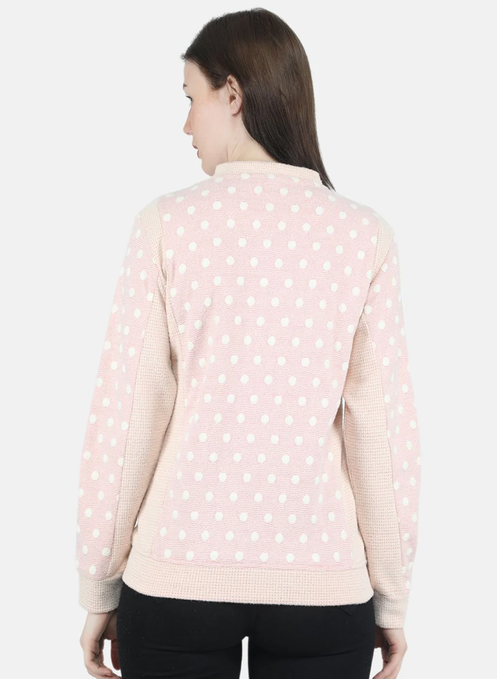 Women Pink Jaquard Sweatshirt - Image 3