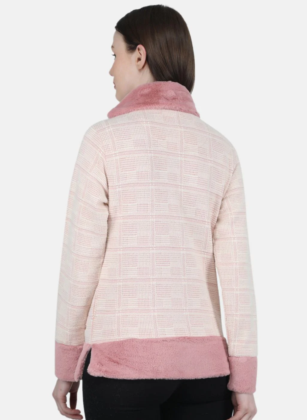 Women Pink Jaquard Sweatshirt - Image 3