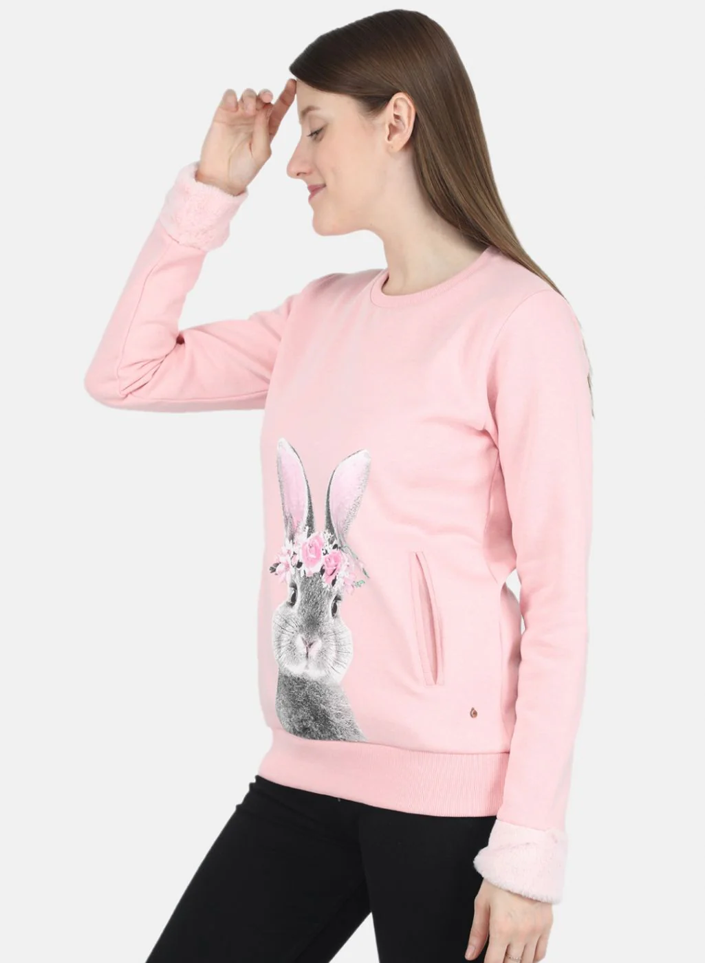 Women Pink Printed Sweatshirt - Image 2