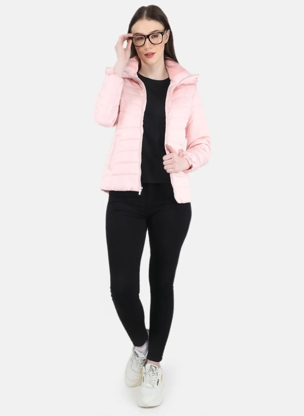 Women Pink Self Design Jacket - Image 4