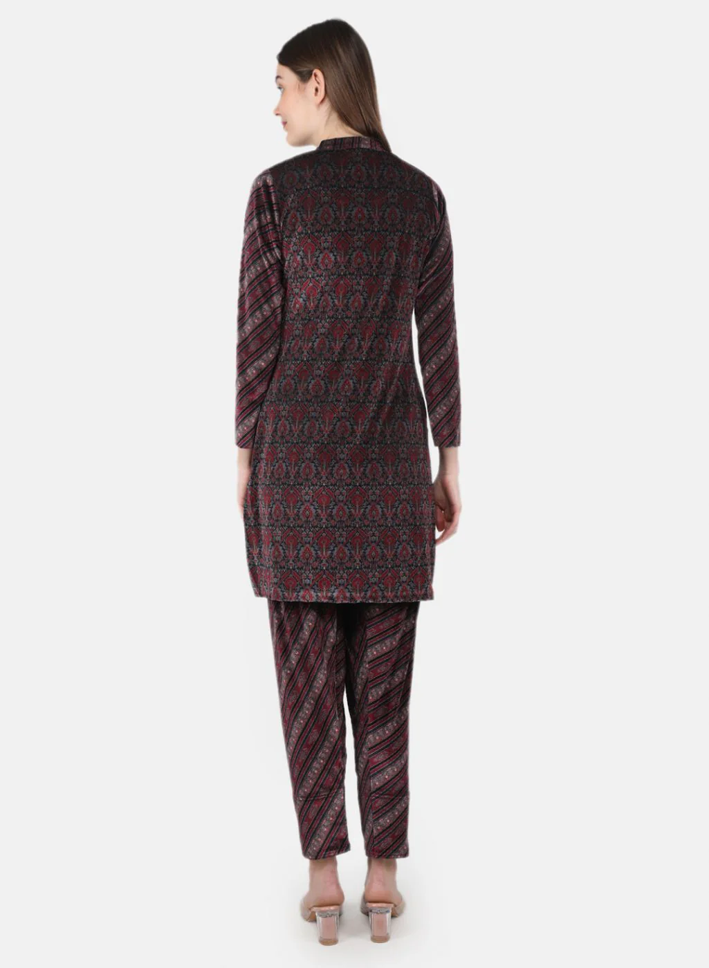 Women Pink Self Design Kurti+Lower Set - Image 3