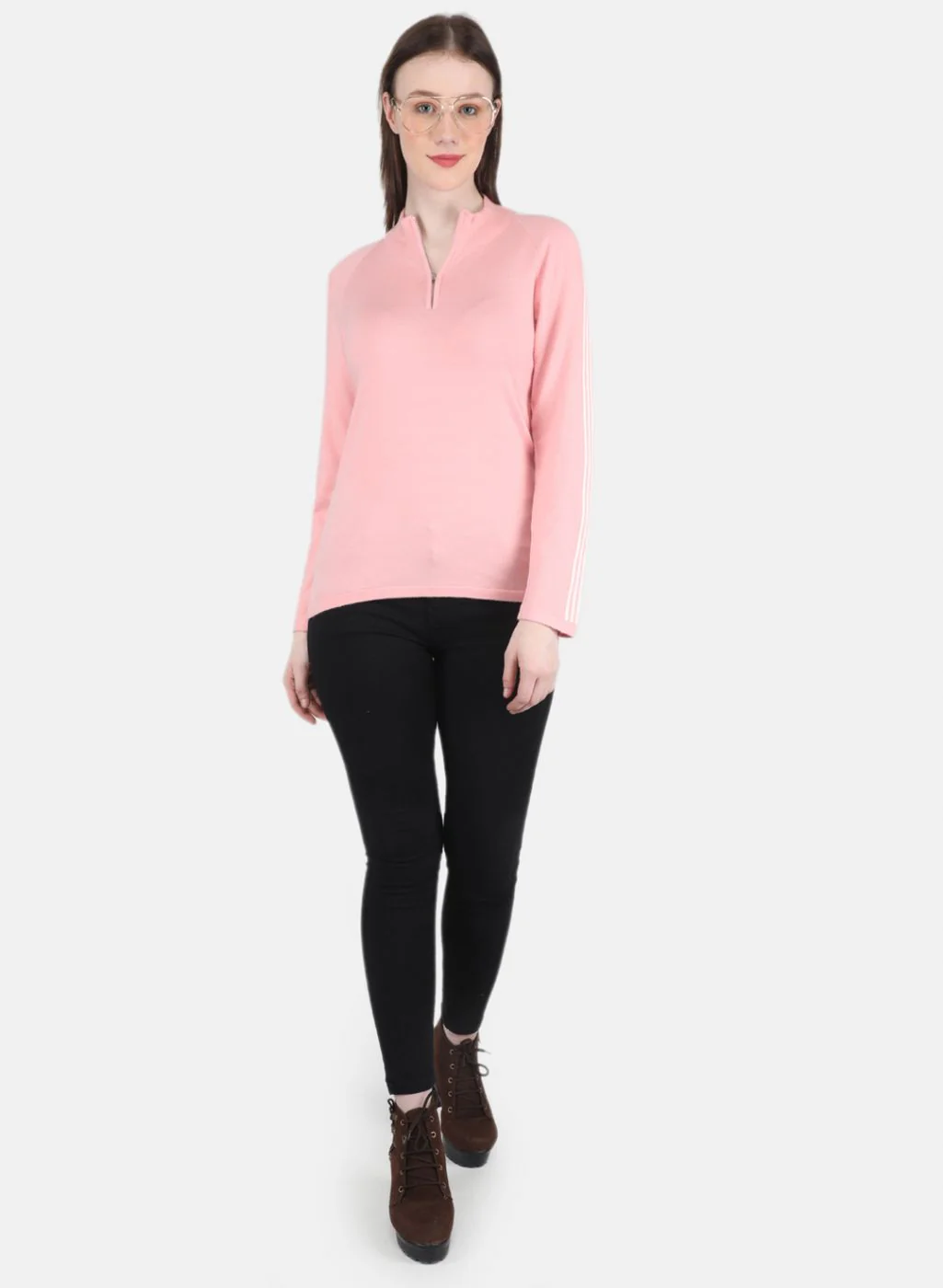 Women Pink Self Design Pullover - Image 4
