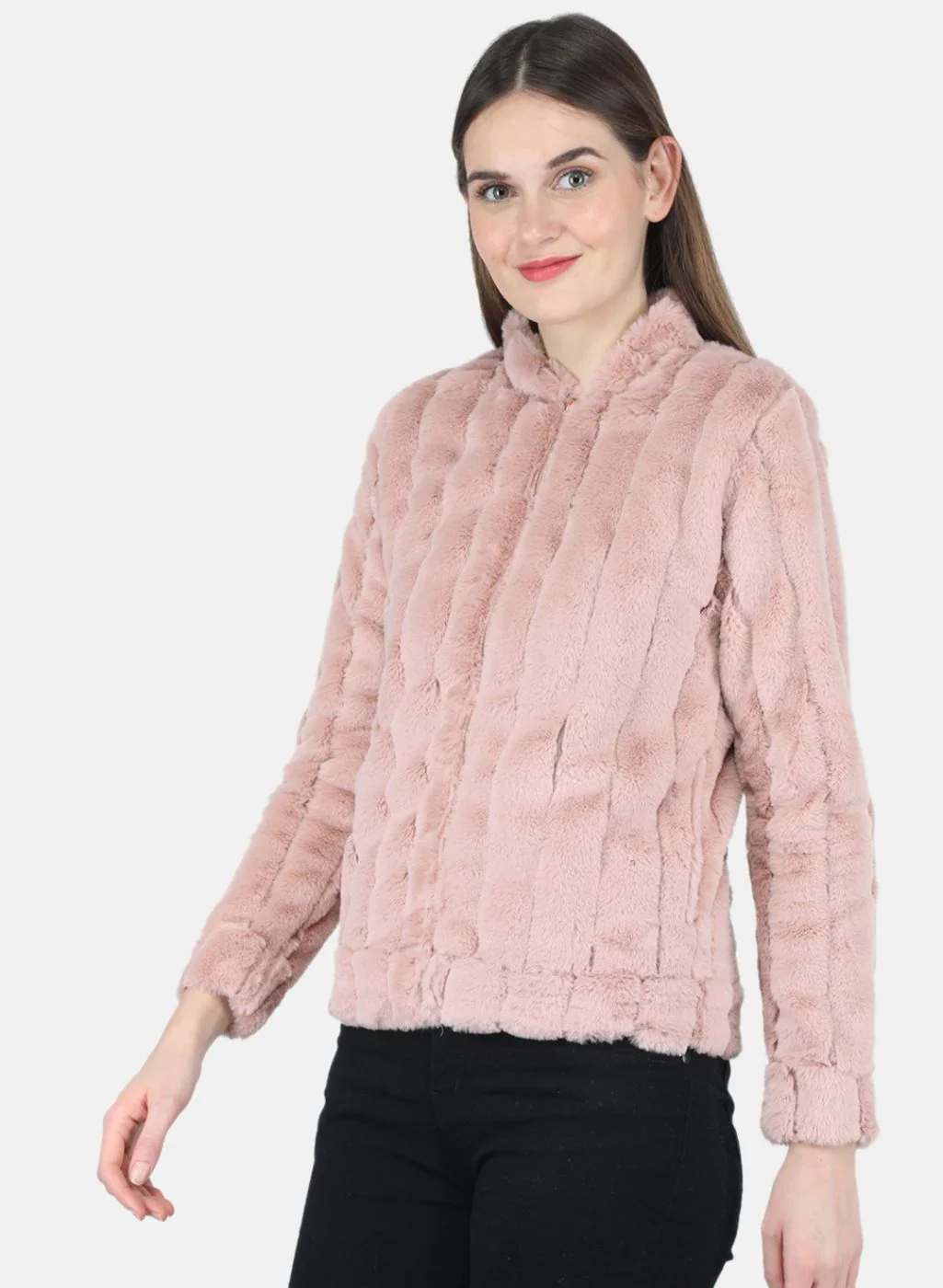 Women Pink Self design Sweatshirt - Image 2