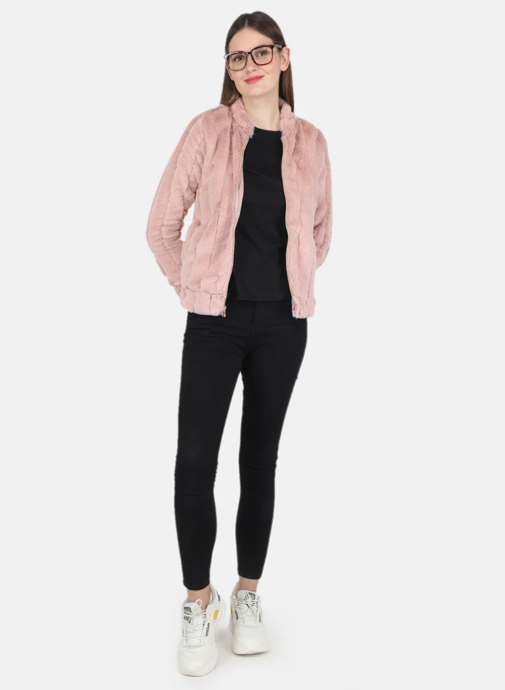 Women Pink Self design Sweatshirt - Image 4
