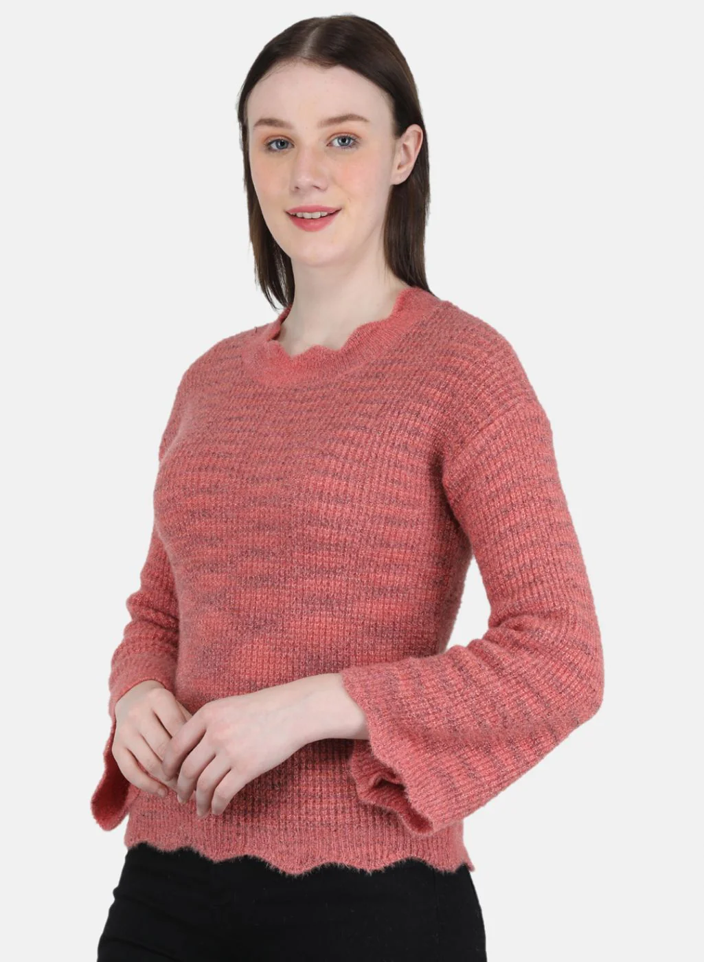 Women Pink Self Design Top - Image 2