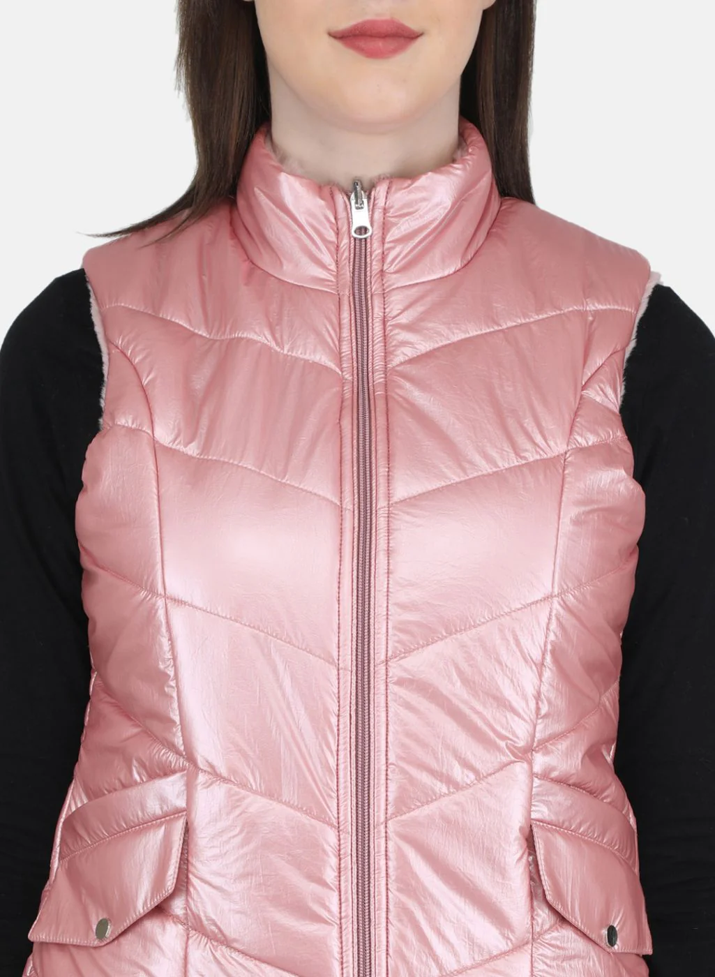Women Pink Solid Jacket - Image 5