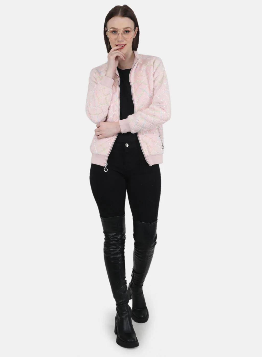 Women Pink Solid Jacket - Image 4