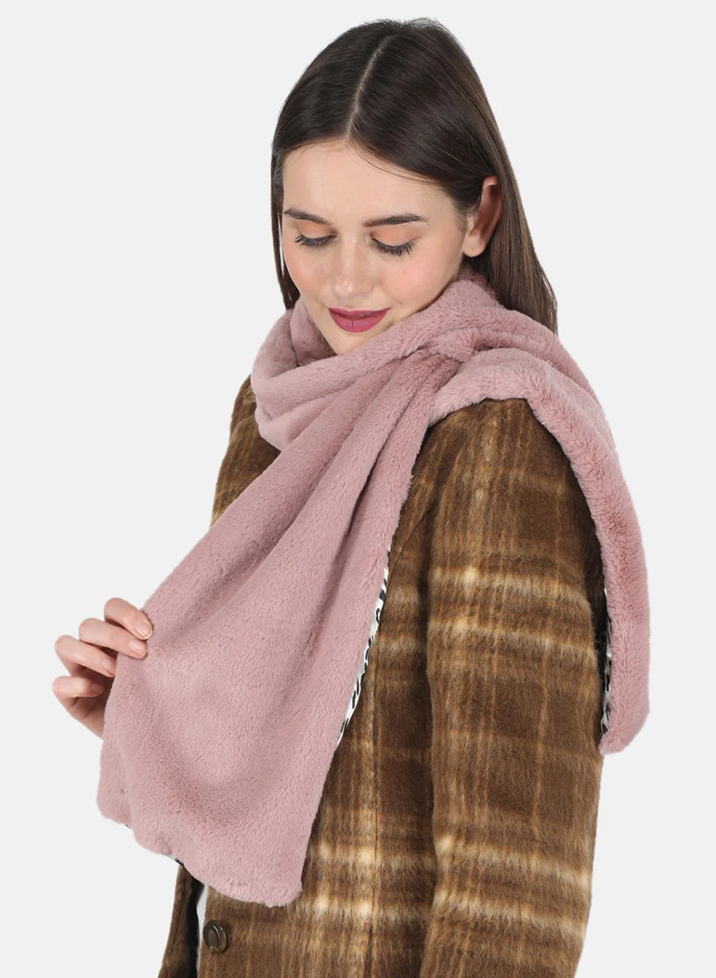 Women Pink Solid Muffler - Image 2